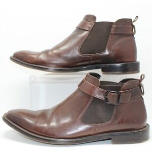 Kenneth Cole New York Sum-Times Mens Brown Leather Buckle Chelsea Boots 11.5 M